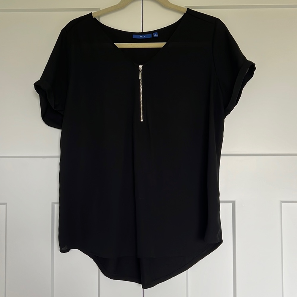Black blouse with front zipper